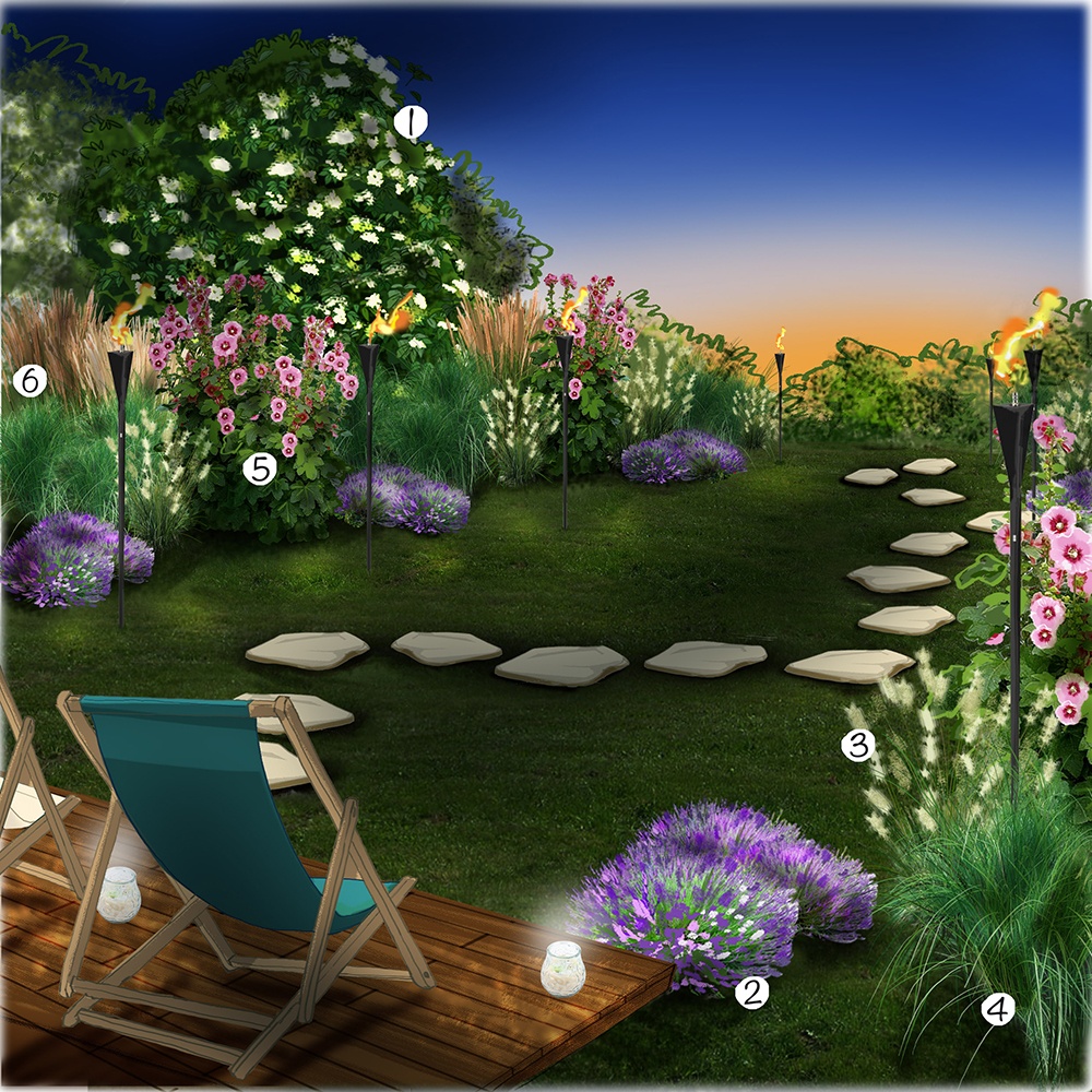 Jardin résidence secondaire la nuit