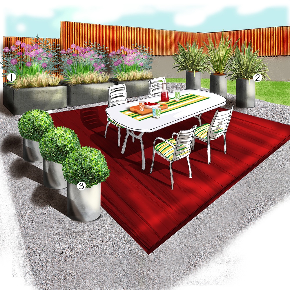 Terrasse contemporaine au jardin