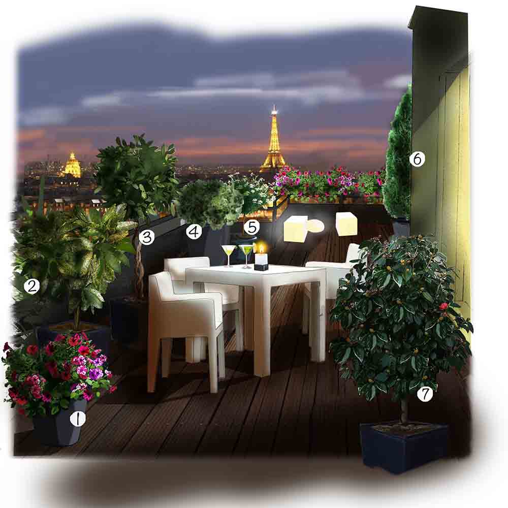 Terrasse parisienne de nuit