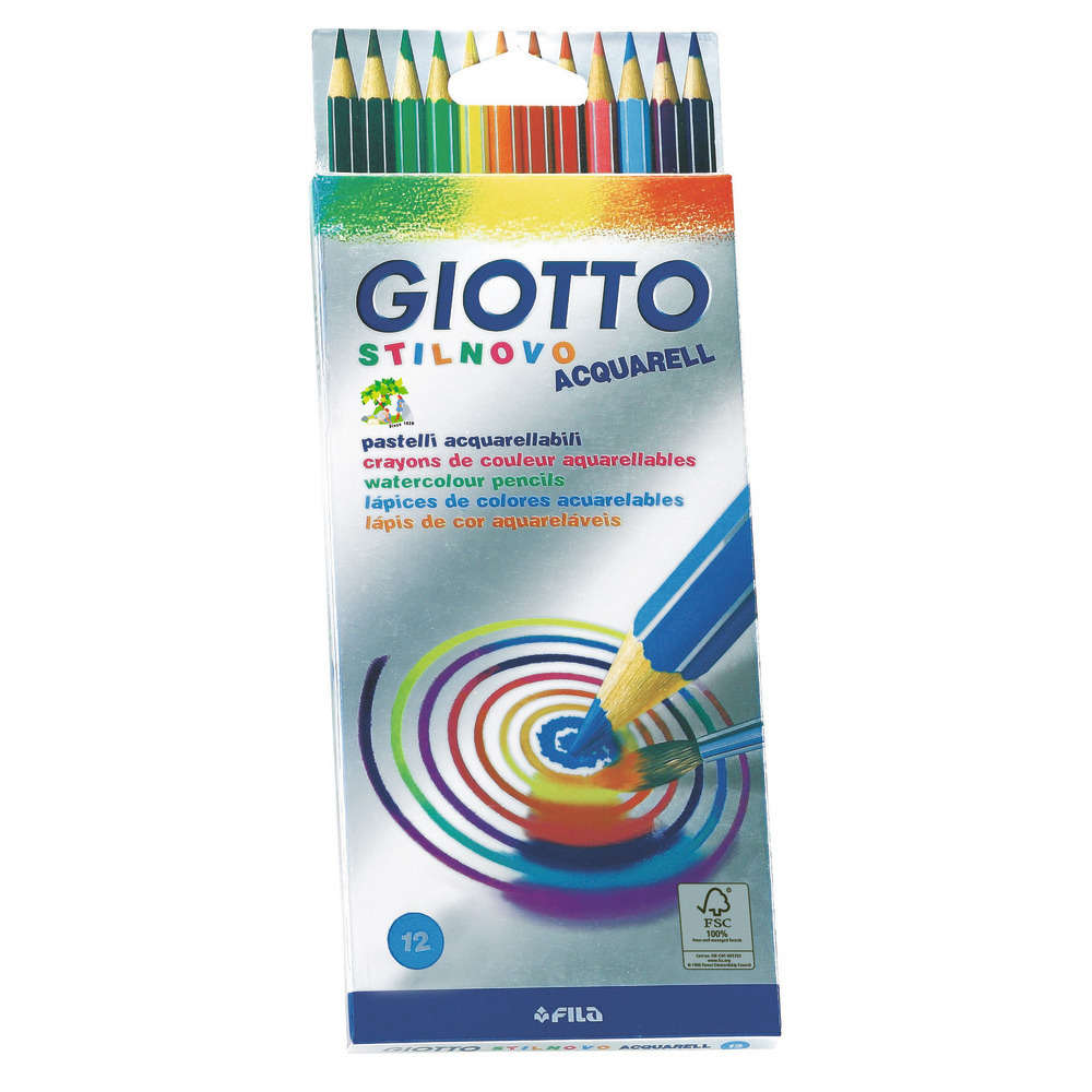 Crayons de couleurs Giotto Stilnovo Acquarell x12 + étui avec accroche