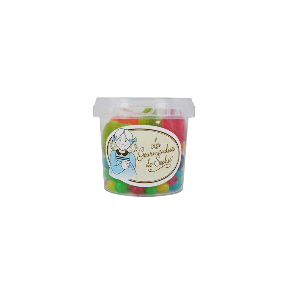 Mélange boules au fruits et rouleaux de fruits Petit seau 215g Les