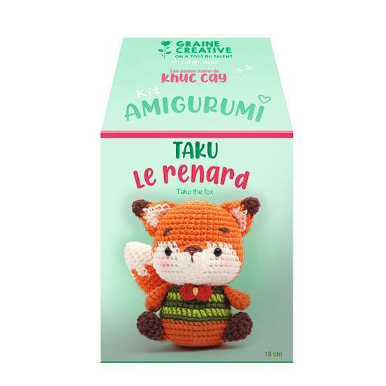 Kit crochet Minigurumi - Taku le renard - 13 cm Graine Creative | Truffaut