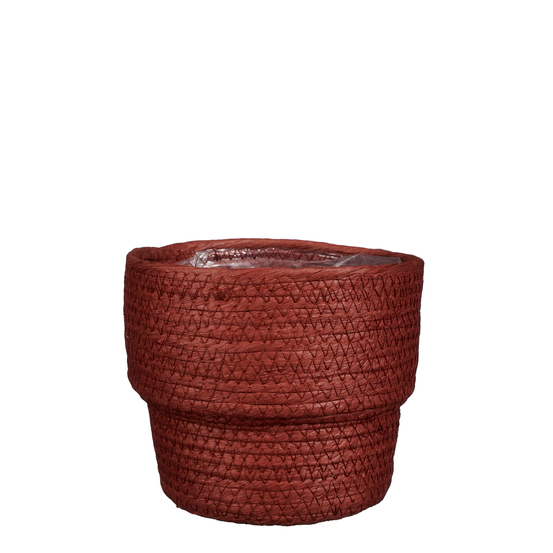 Cache-pot d'intérieur en fibres végétales Buck rond rouge H.15 x D17cm ...