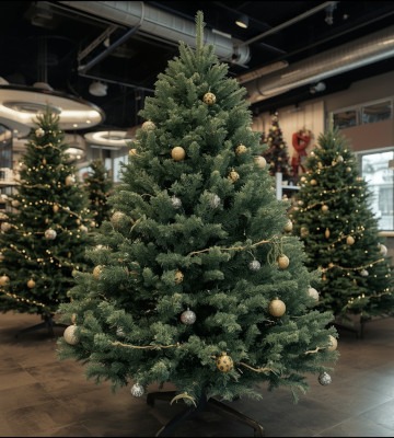 différent types de sapins de noel en magasin