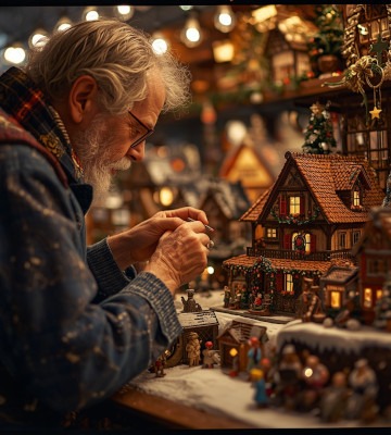 une scène de noël en cours d'installation