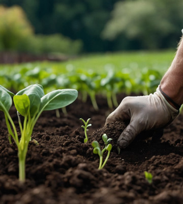 Un jardinier qui sème avec soin des graines d'épinard dans un sol riche