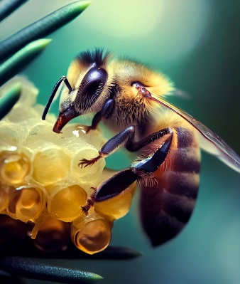 abeille qui butine du miellat pour faire du miel de sapin