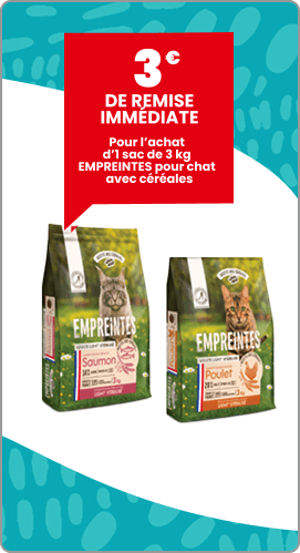 3€ de remise immédiate sur les croquettes avec céréales EMPREINTES