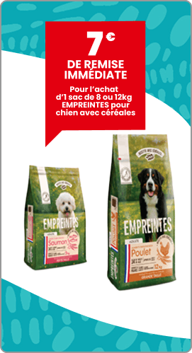 7€ de remise immédiate sur les croquettes avec céréales EMPREINTES