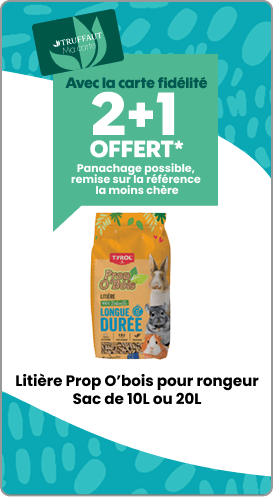 2+1 offert litières Prop O'Bois pour rongeur