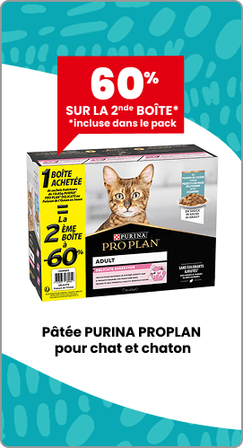60% de remise sur la 2eme boite patée PURINA PROPLAN pour chat